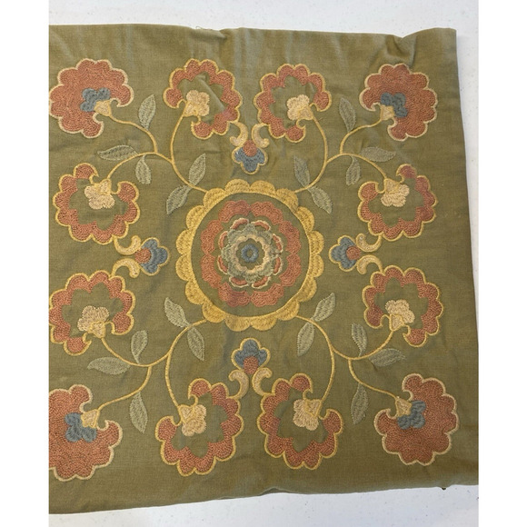 Harbor House Embroidered Pillow Sham 17"x17" Green Floral Boho Hippie Old World - Picture 3 of 16
